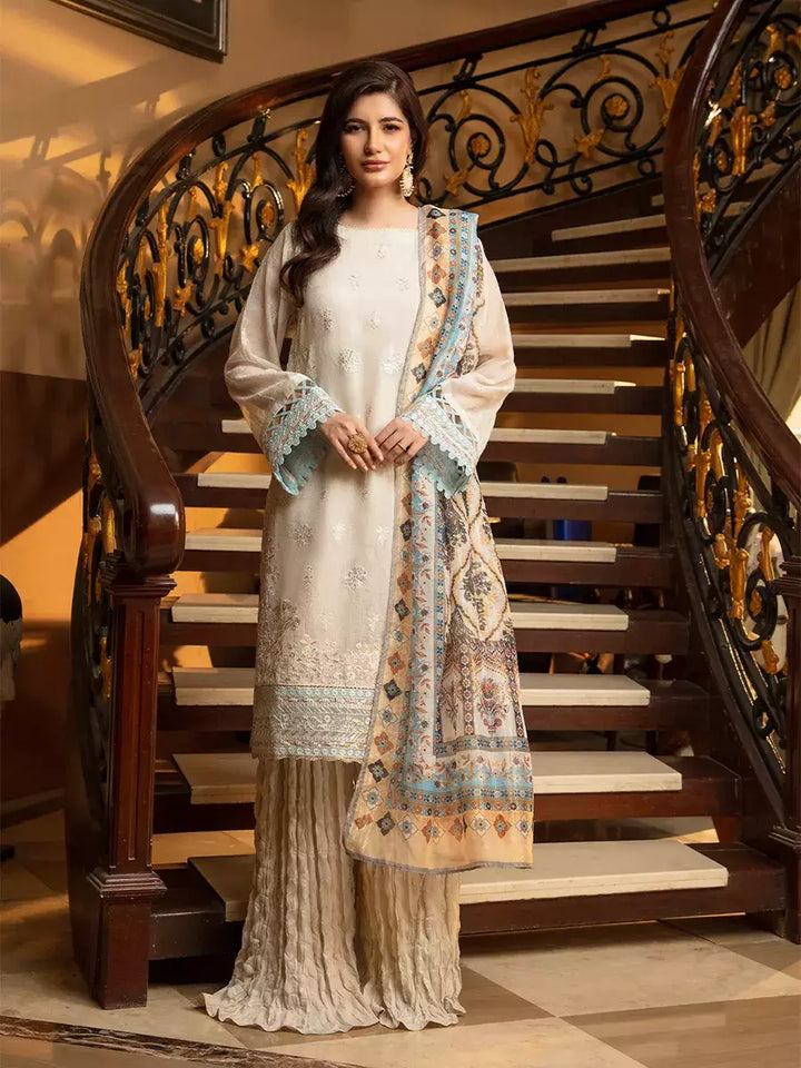 Jashn e Noor by Salitex Unstitched Embroidered 3 Piece Raw Silk SUNW7JI092 - Summer Collection