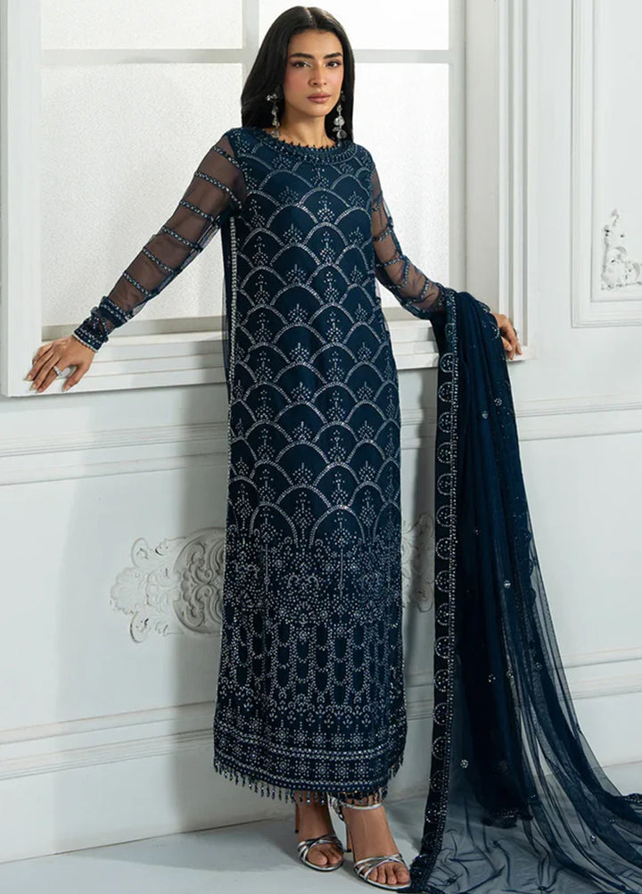 Inara by Zarif Embroidered Net Suits Unstitched 3 Piece ZR25UF ZRI-02 Melisa - Formals Collection