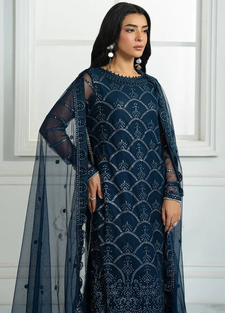 Inara by Zarif Embroidered Net Suits Unstitched 3 Piece ZR25UF ZRI-02 Melisa - Formals Collection