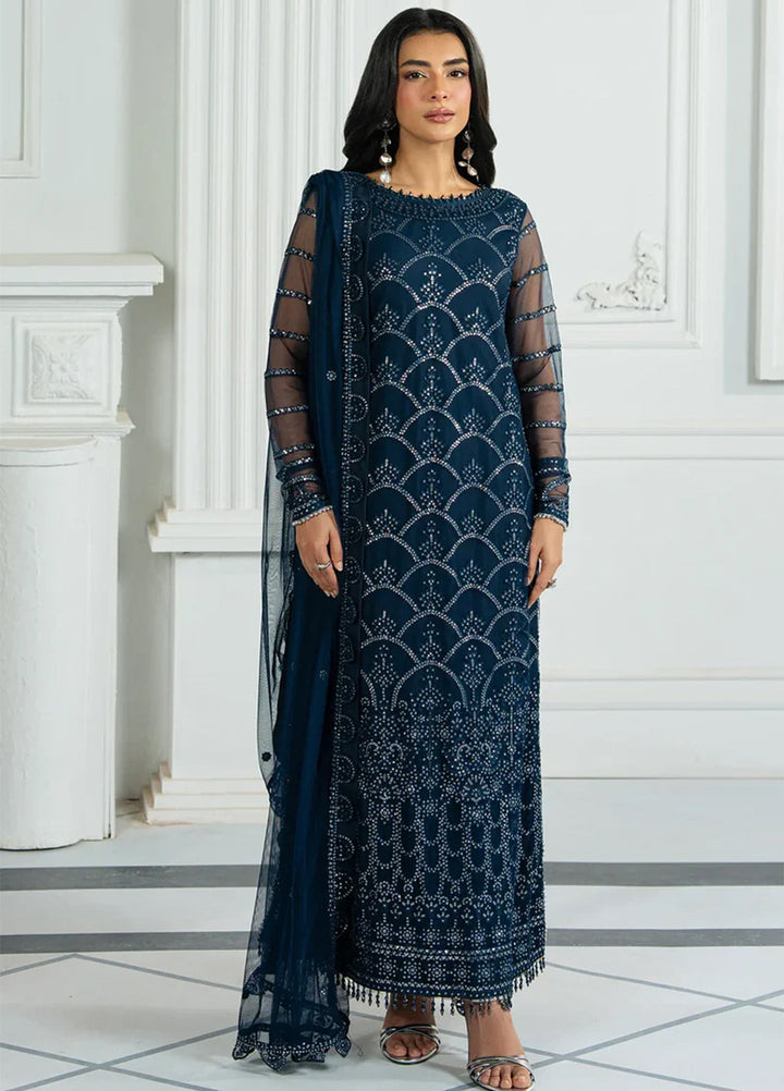 Inara by Zarif Embroidered Net Suits Unstitched 3 Piece ZR25UF ZRI-02 Melisa - Formals Collection
