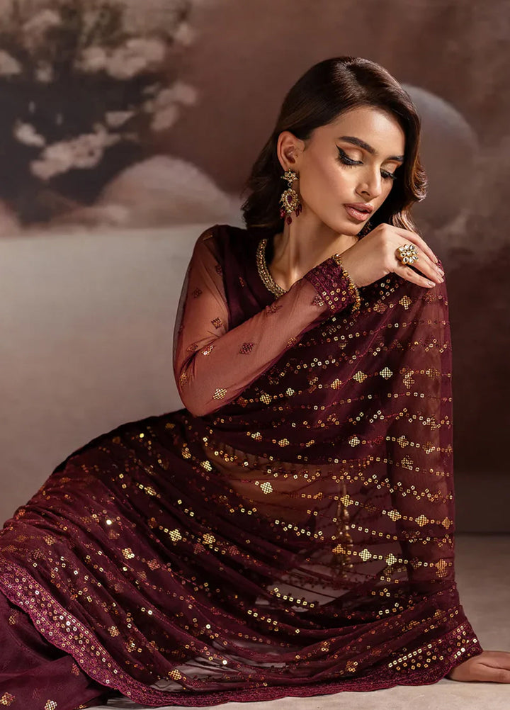 Zarif Embroidered Net  Unstitched Saree ZR25UF ZRF002 - Laira - Formal Collection