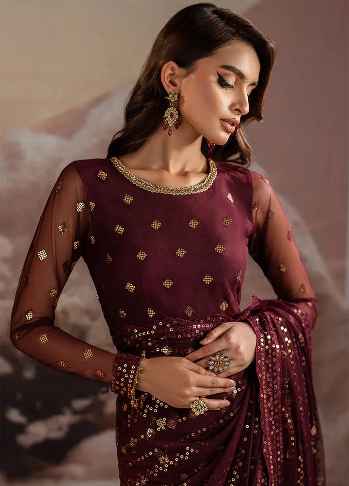 Zarif Embroidered Net  Unstitched Saree ZR25UF ZRF002 - Laira - Formal Collection