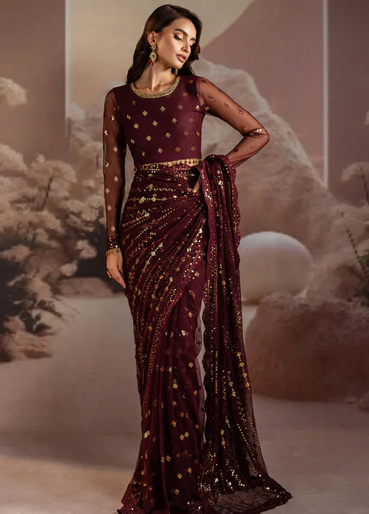 Zarif Embroidered Net  Unstitched Saree ZR25UF ZRF002 - Laira - Formal Collection