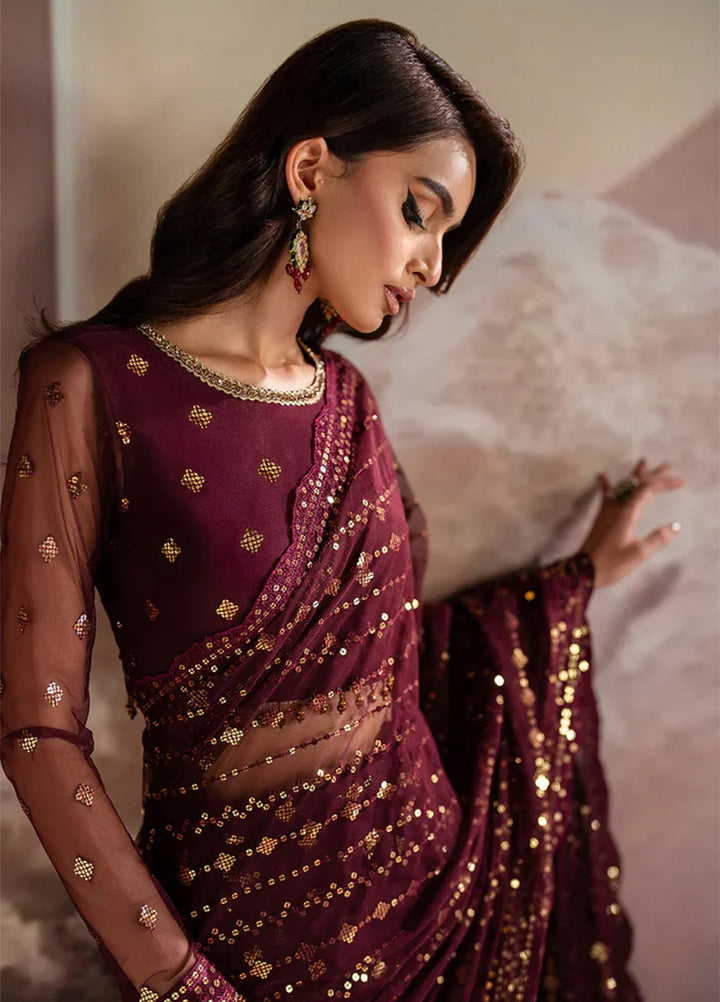 Zarif Embroidered Net  Unstitched Saree ZR25UF ZRF002 - Laira - Formal Collection