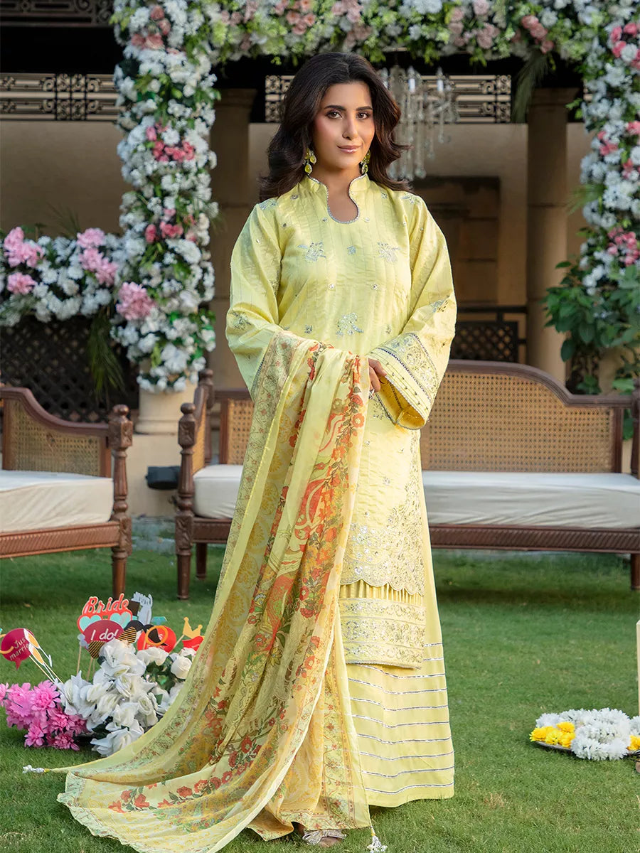 Jashn e Noor by Salitex Unstitched Embroidered 3 Piece Cotton Net SUNW7JI088 - Summer Collection