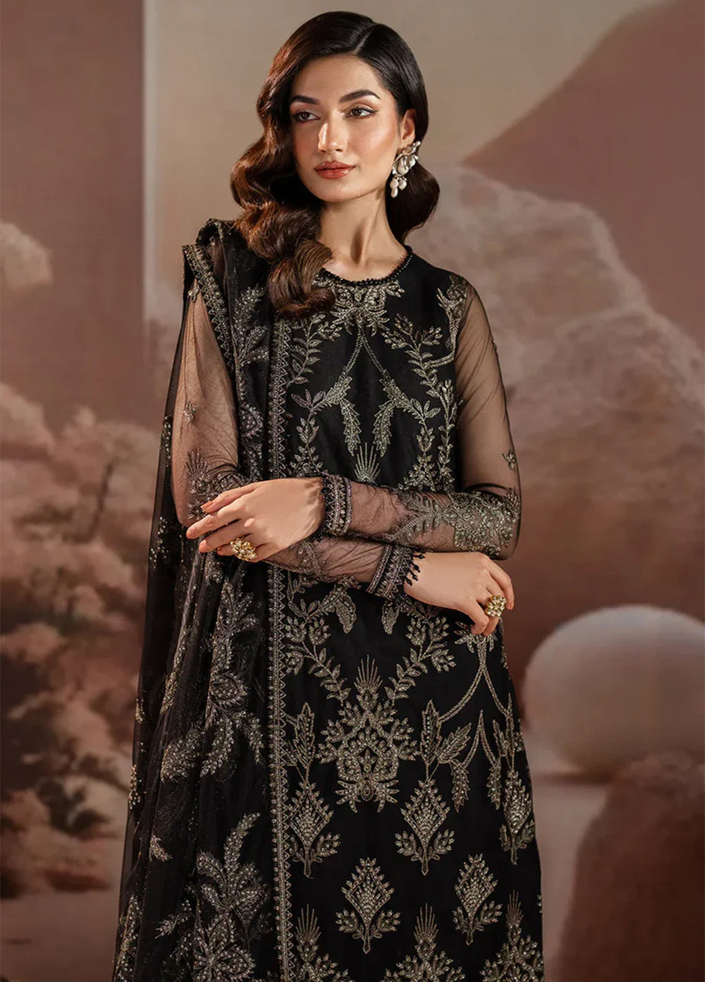 Zarif Embroidered Net Suit Unstitched 3 Piece ZR25UF ZRF001 - Renisa - Formal Collection