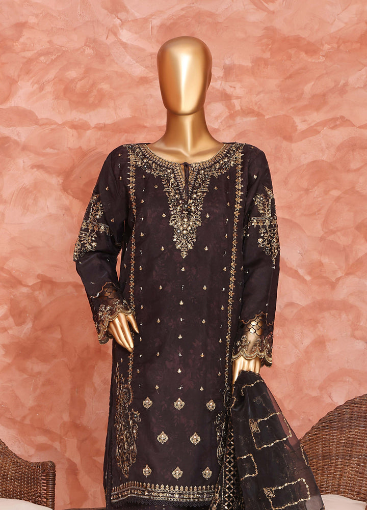 Shaahkaar by HZ Textiles RTW Embroidered Organza 3 Piece Suit HZ26PSO HZK-242 Black - Festive Collection