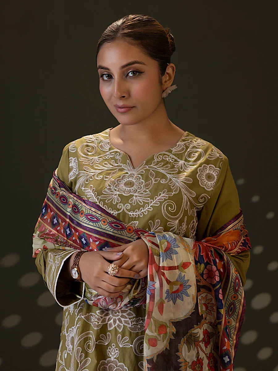 Salitex Women Embroidered Cambric 3 Piece Suit WRS3BA24AL34 - Winter Collection