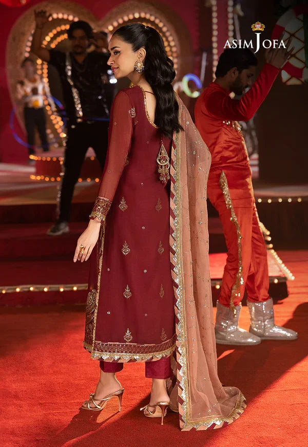 Asim Jofa Embroidered Chiffon Suits Unstitched 3 Piece AJ25LF AJLF-05 - Festive Collection