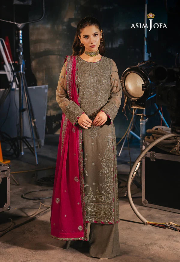 Asim Jofa Embroidered Chiffon Suits Unstitched 3 Piece AJ25LF AJLF-06 - Festive Collection
