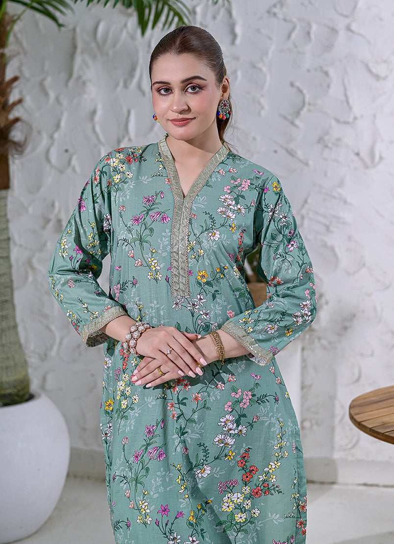 Gulbahar by Ishq e Rang RTW Embroidered Lawn 3 Piece Suit Sage Charm Festive Collection