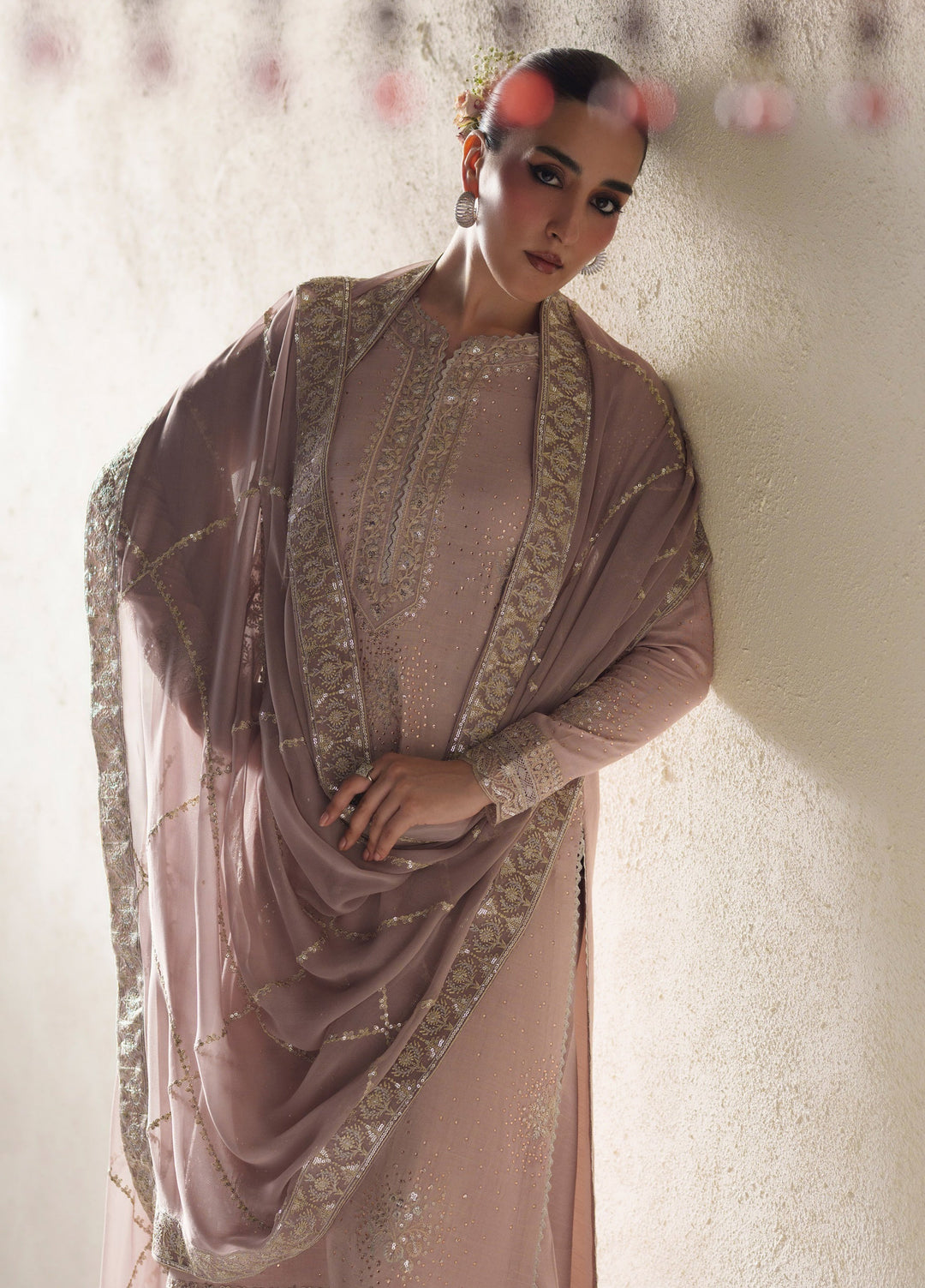 Vera Unstitched Embroidered Raw Silk 3 Piece Suit VR26URF Naqsh Soft Pink - Festive Collection
