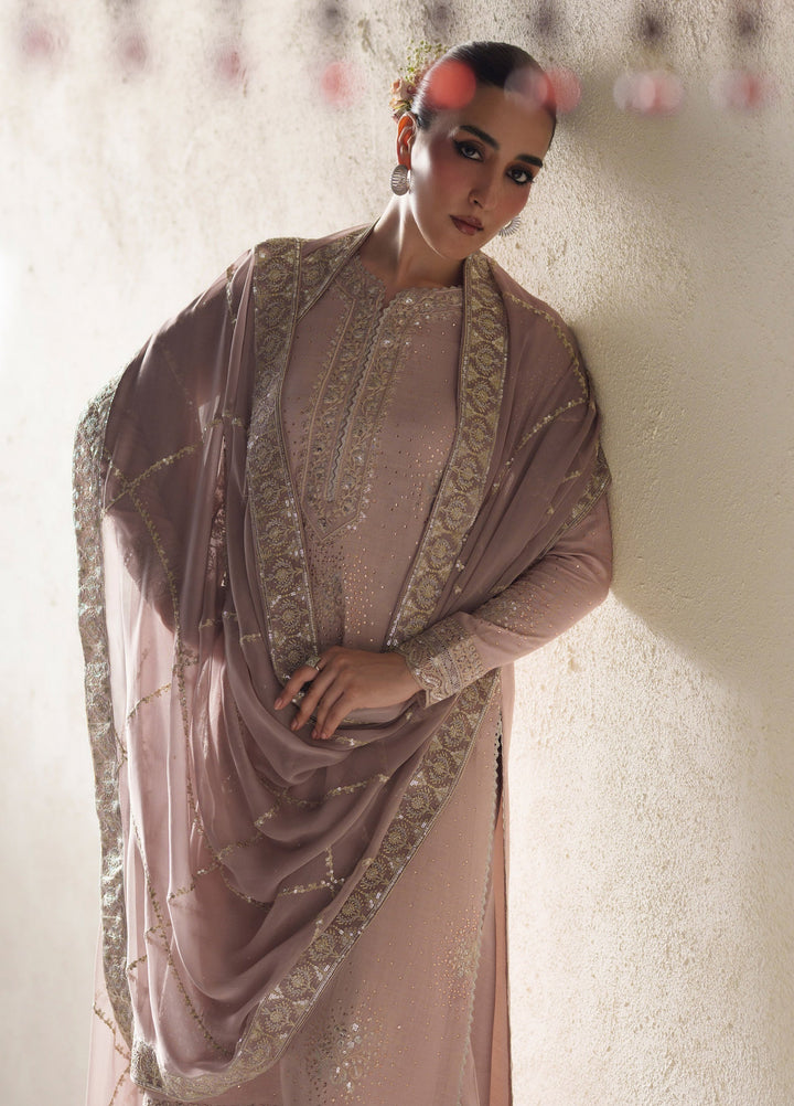 Vera Unstitched Embroidered Raw Silk 3 Piece Suit VR26URF Naqsh Soft Pink - Festive Collection