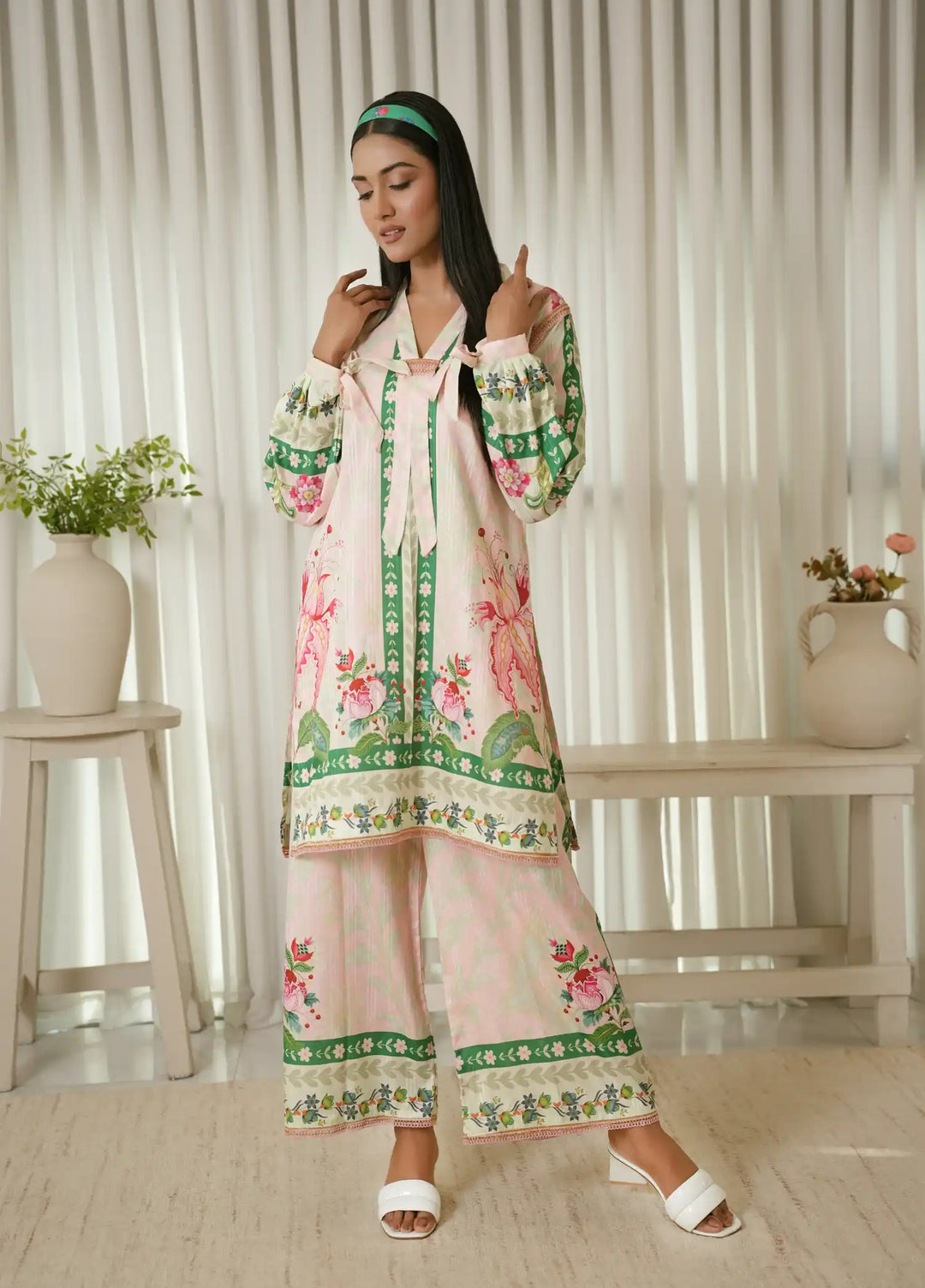 Karashe Women RTW Printed Blended Lawn 2 Piece Suit BLUSH - Festive Collection
