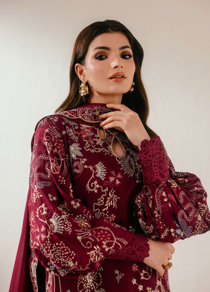 Luxe Silk by Florent Unstitched Embroidered Raw Silk 3 Piece Suit FL26ULS Elan - Festive Collection