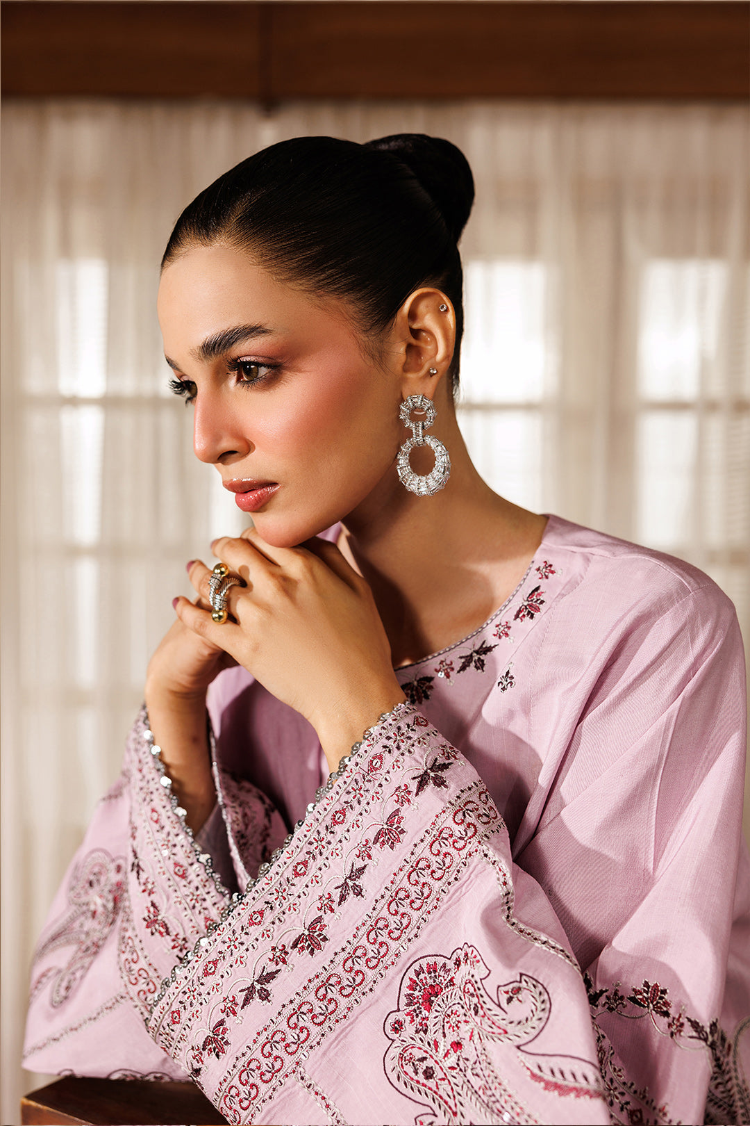 Noore Eid by Panache Women RTW Embroidered Raw Silk 3 Piece Suit Gull - Eid Collection