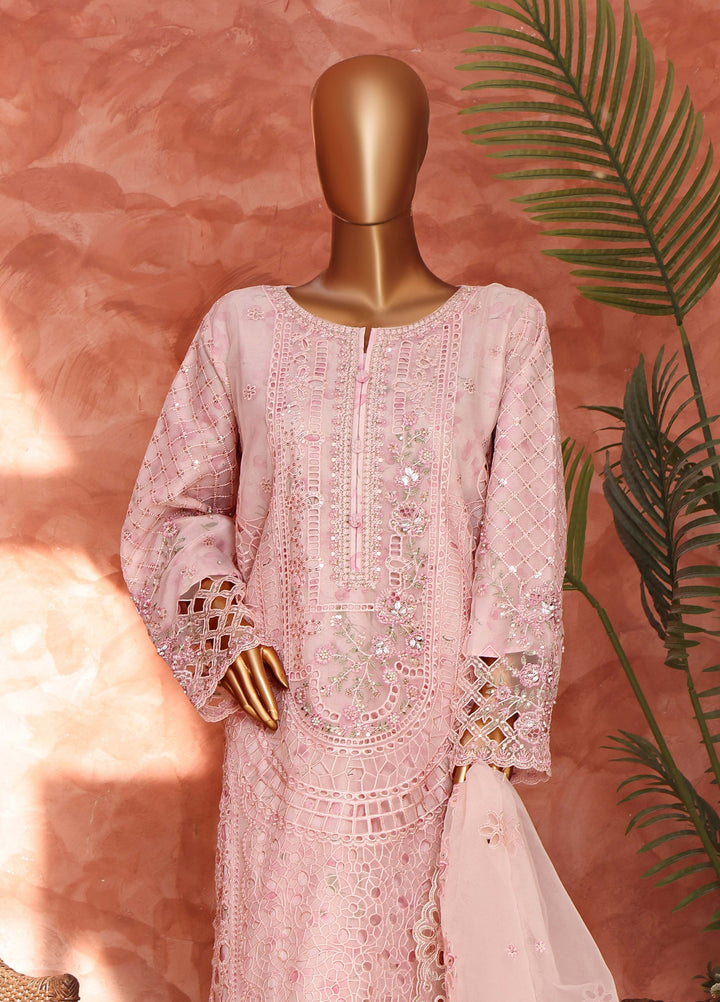 Shaahkaar by HZ Textiles RTW Embroidered Organza 3 Piece Suit HZ26PSO HZK-243 Pastel Pink - Festive Collection