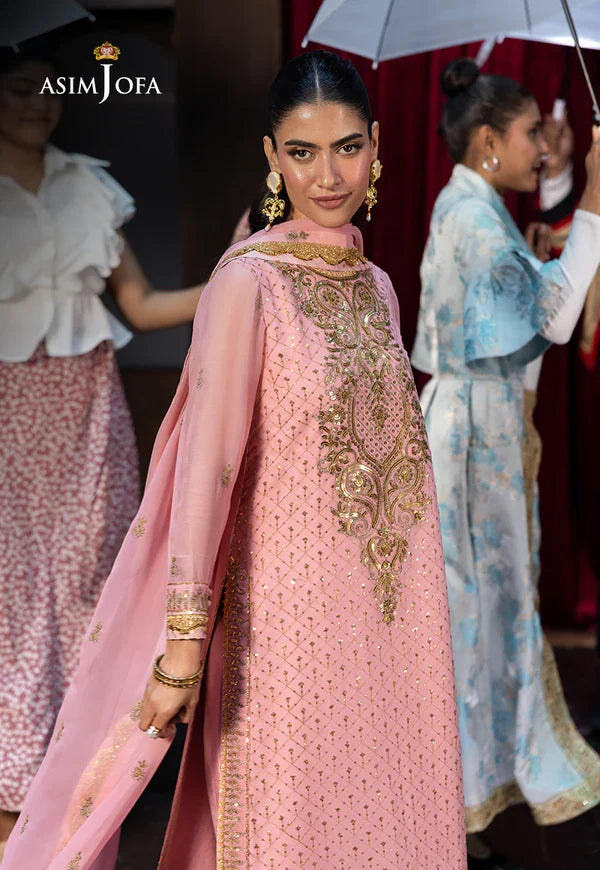 Asim Jofa Embroidered Chiffon Suits Unstitched 3 Piece AJ25LF AJLF-08 - Festive Collection