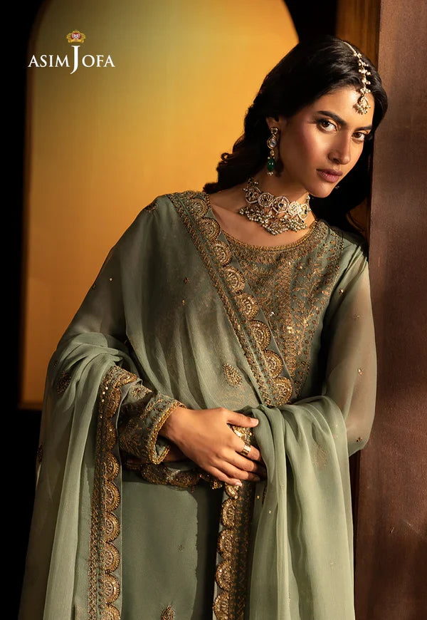 Asim Jofa Embroidered Chiffon Suits Unstitched 3 Piece AJ25LF AJLF-07 - Festive Collection