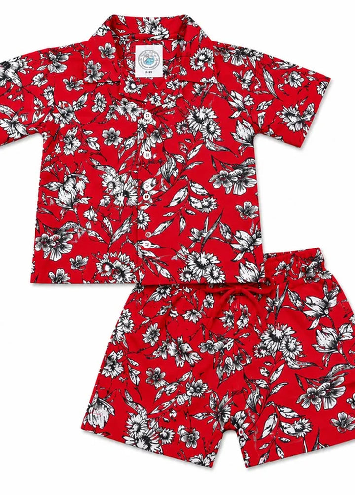 BabyCo Kids RTW Printed Cotton Co-Ord Sets Suit Waikiki Floral Resort Unisex - Casual Collection