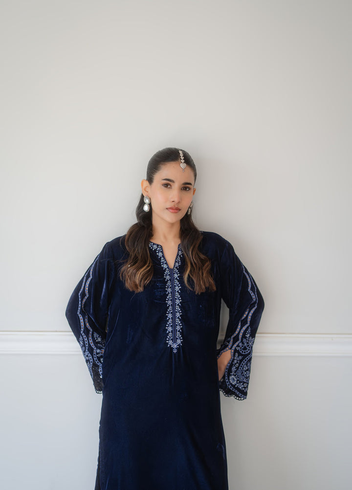 Atelier Velours by Rashid Textiles RTW Embroidered Velvet 3 Piece Suit RT26RAV Midnight - Festive Collection