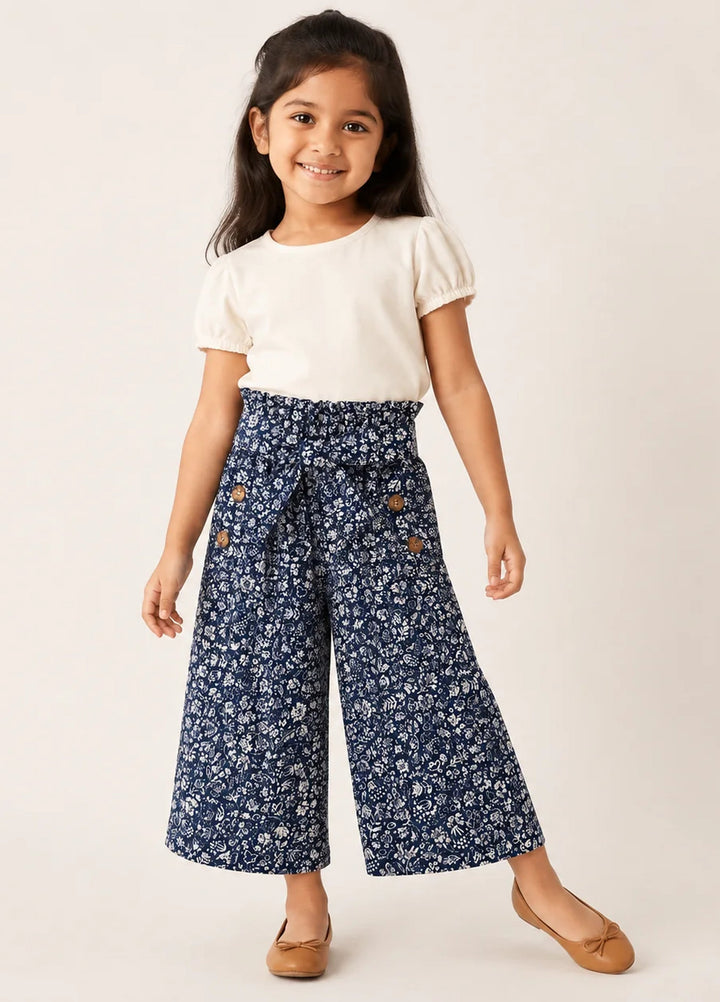 Lambkin Kids RTW Printed Cotton 1 Piece Classic Girls Wide Leg Pants - Casual Collection