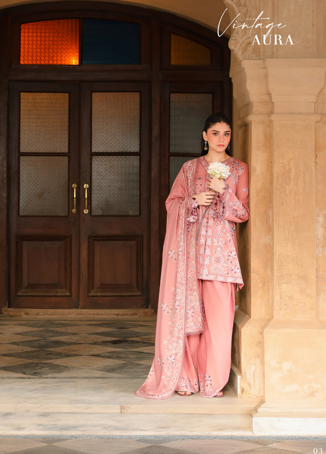 Cross Stitch Unstitched Embroidered Cotton Satin 3 Piece Suit CS26UCS Vintage Aura - Casual Collection