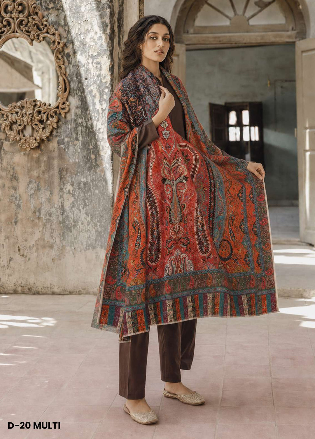 Sanaulla Exclusive Range RTW Printed Woven 1 Piece Shawl D-20 MULTI - Winter Collection
