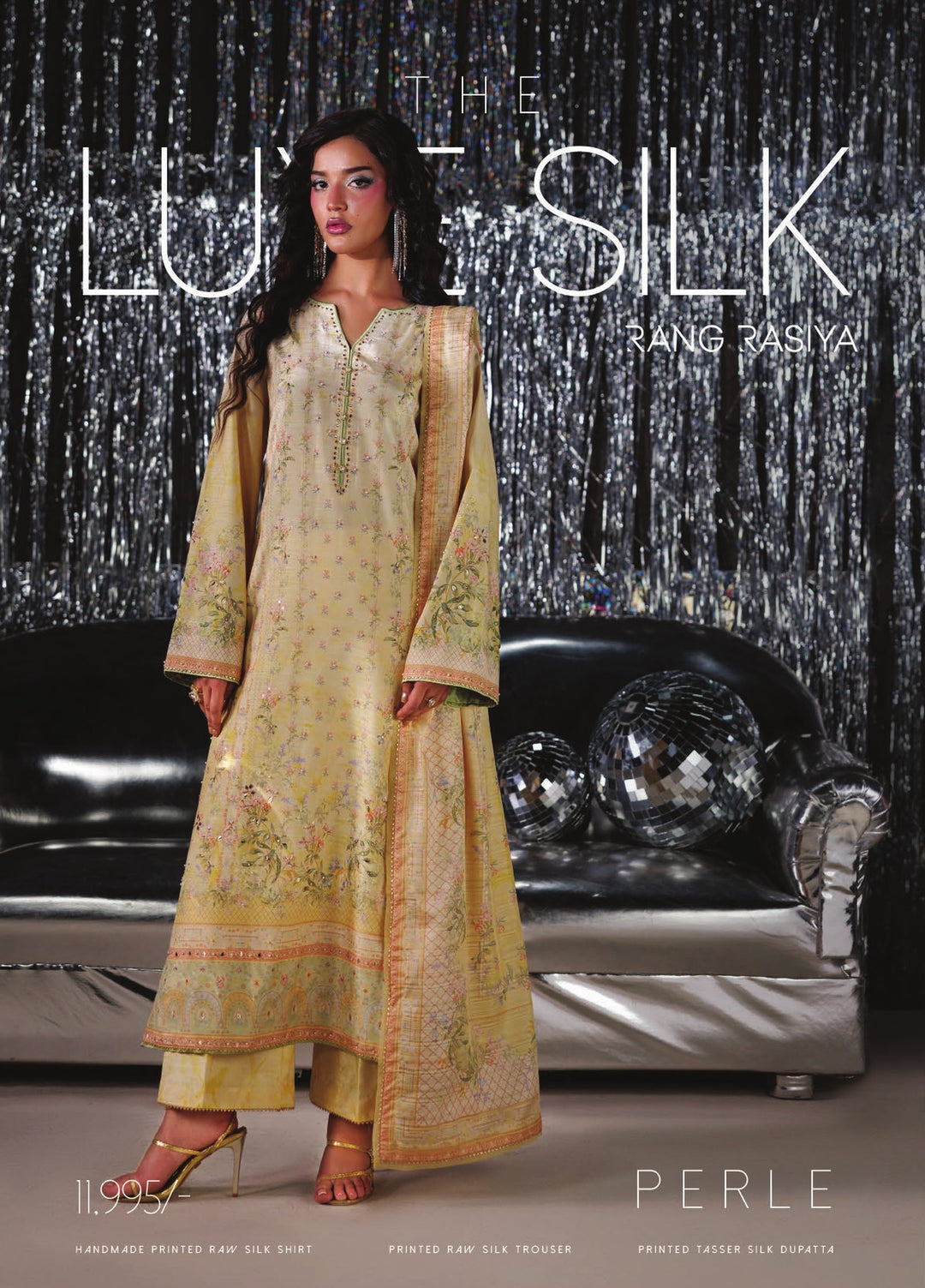 Luxe by Rang Rasiya Unstitched Printed Raw Silk 3 Piece Suit RR26ULS Perle - Festive Collection