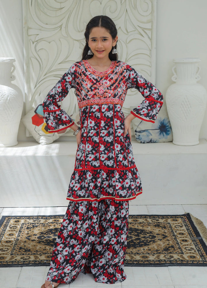 Khanak Girls RTW Embroidered Cotton 2 Piece Suit KST-192 - Casual Collection