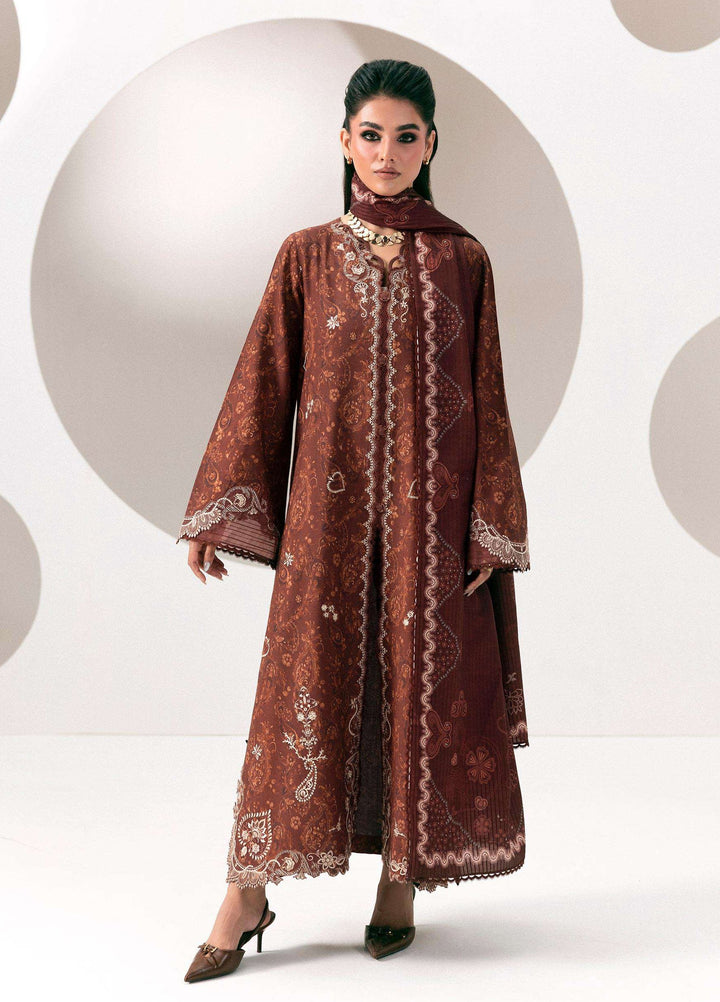 Q prints by Qalamkar Unstitched Embroidered Slub Linen 3 Piece Suit QLK26ULQ Jaza QPW-01A - Winter Collection