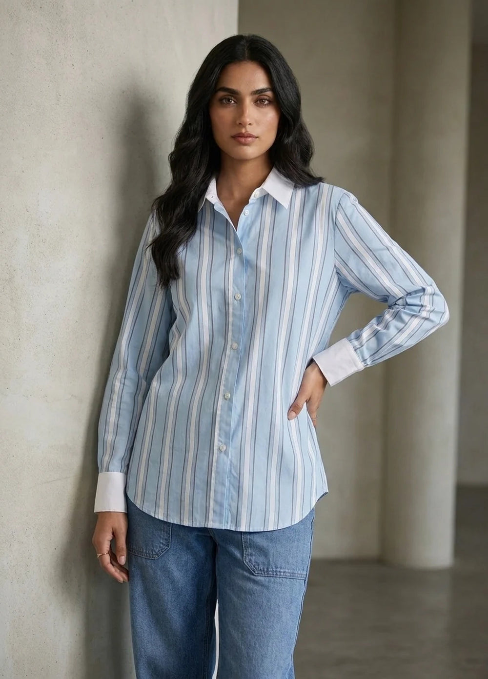 Menaal Women RTW Printed Cotton 1 Piece SKY STRIP - Western Collection