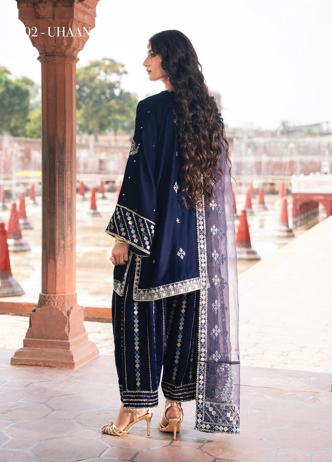 Mor by Xenia Formals Unstitched Embroidered Velvet 3 Piece Suit XE26UMV 02 Uhaan - Festive Collection