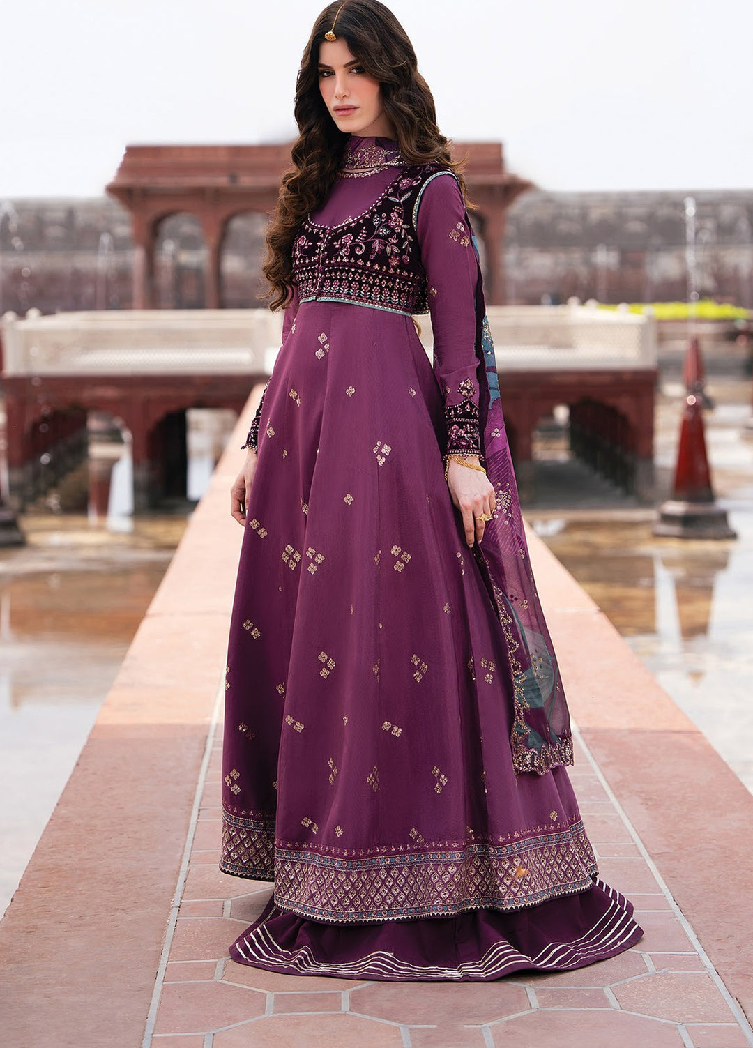 Mor by Xenia Formals Unstitched Embroidered Rawsilk 3 Piece Suit XE26UMV 07 ZIVAR - Festive Collection