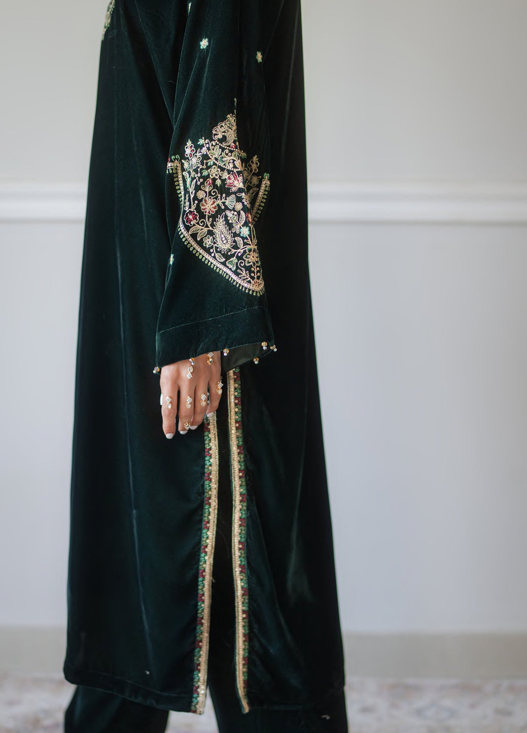 Atelier Velours by Rashid Textiles RTW Embroidered Velvet 2 Piece Suit RT26RAV Emerald - Festive Collection