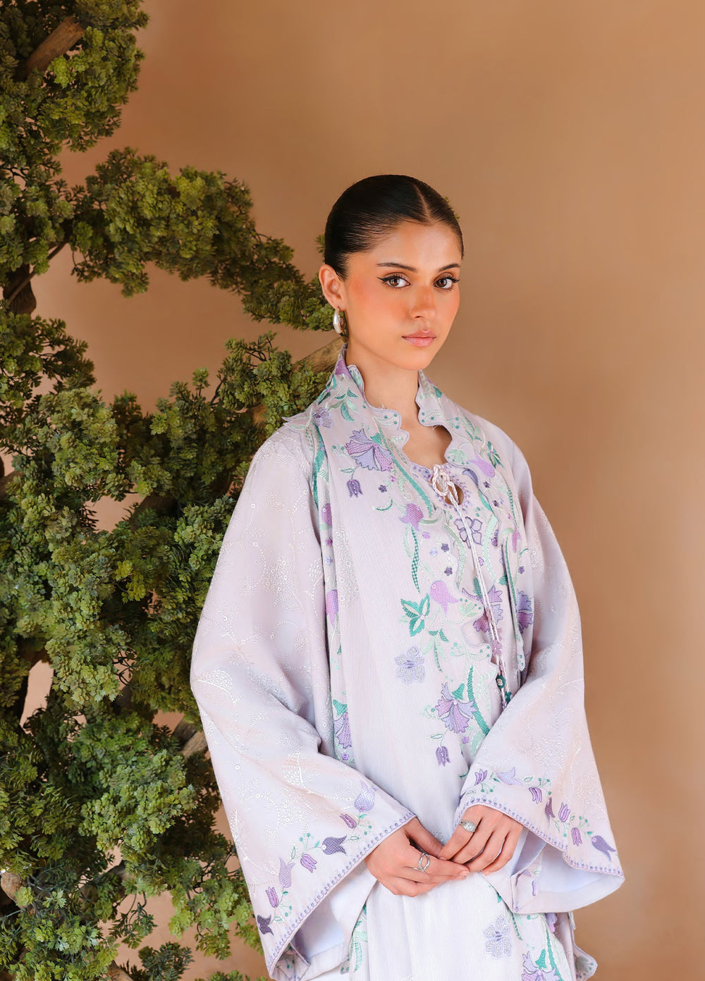 Cross Stitch Unstitched Embroidered Cotton Satin 3 Piece Suit CS26UCS Mauve Tint - Casual Collection