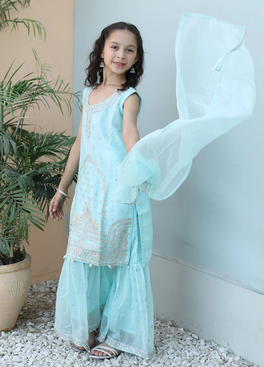 Khanak Girls RTW Embroidered Chiffon 3 Piece Suit KG-11 - Festive Collection