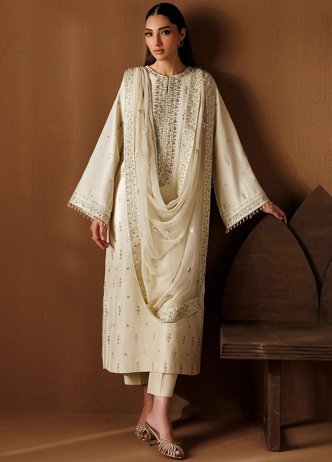 Chantelle by Baroque Unstitched Embroidered Raw Silk 3 Piece Suit UF-4434 - Festive Collection