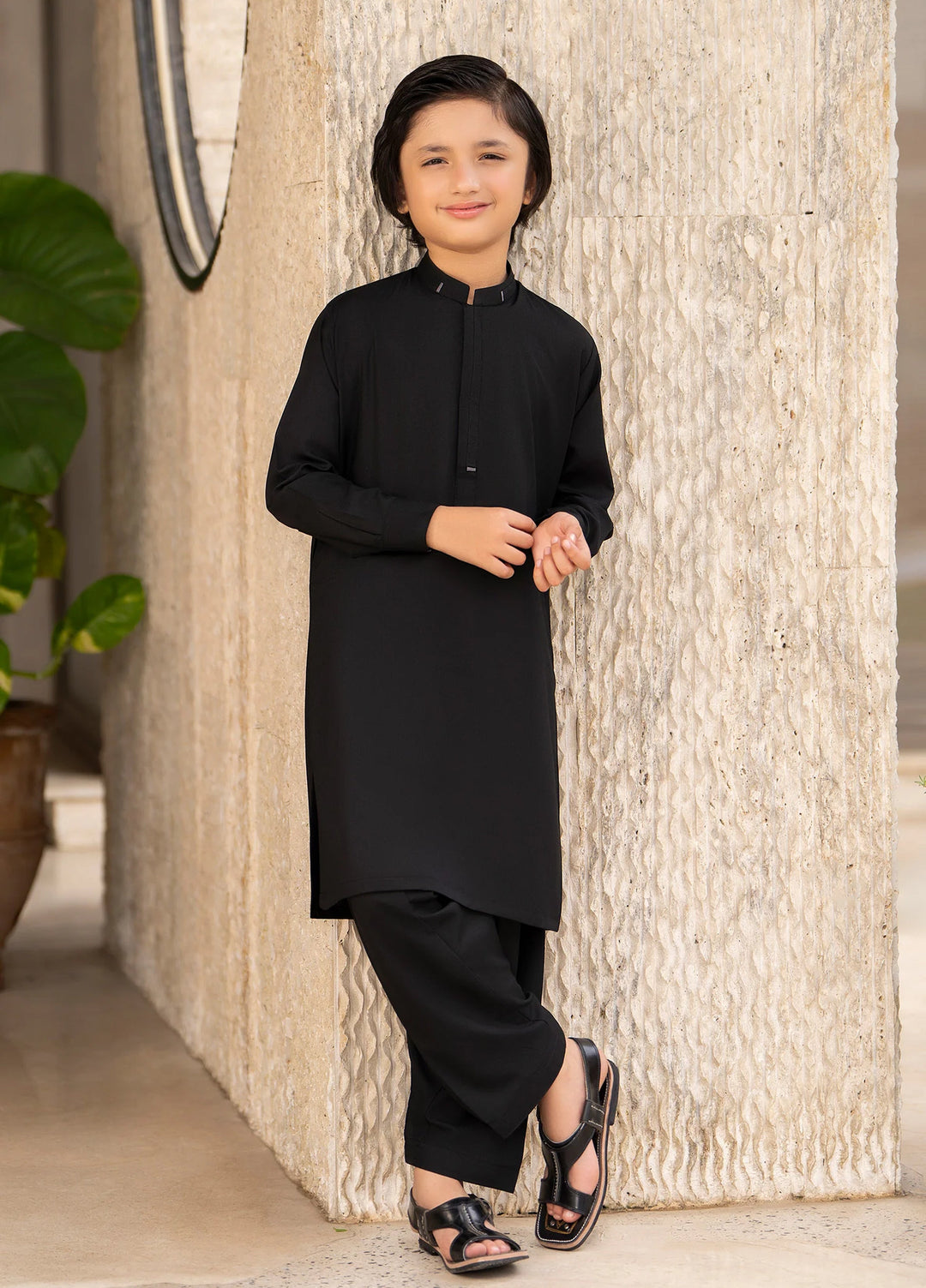 Buraq Boys RTW Solids Wash N Wear Kurta Shalwar Suit Yahya Casual Collection