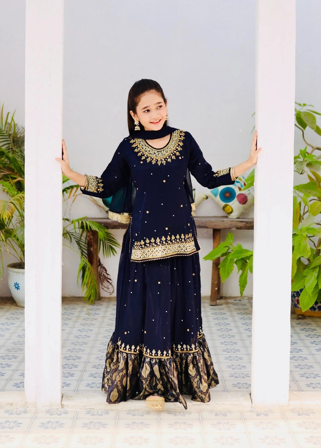 Khanak Girls RTW Embroidered Chiffon 3 Piece Suit KL-12 - Festive Collection