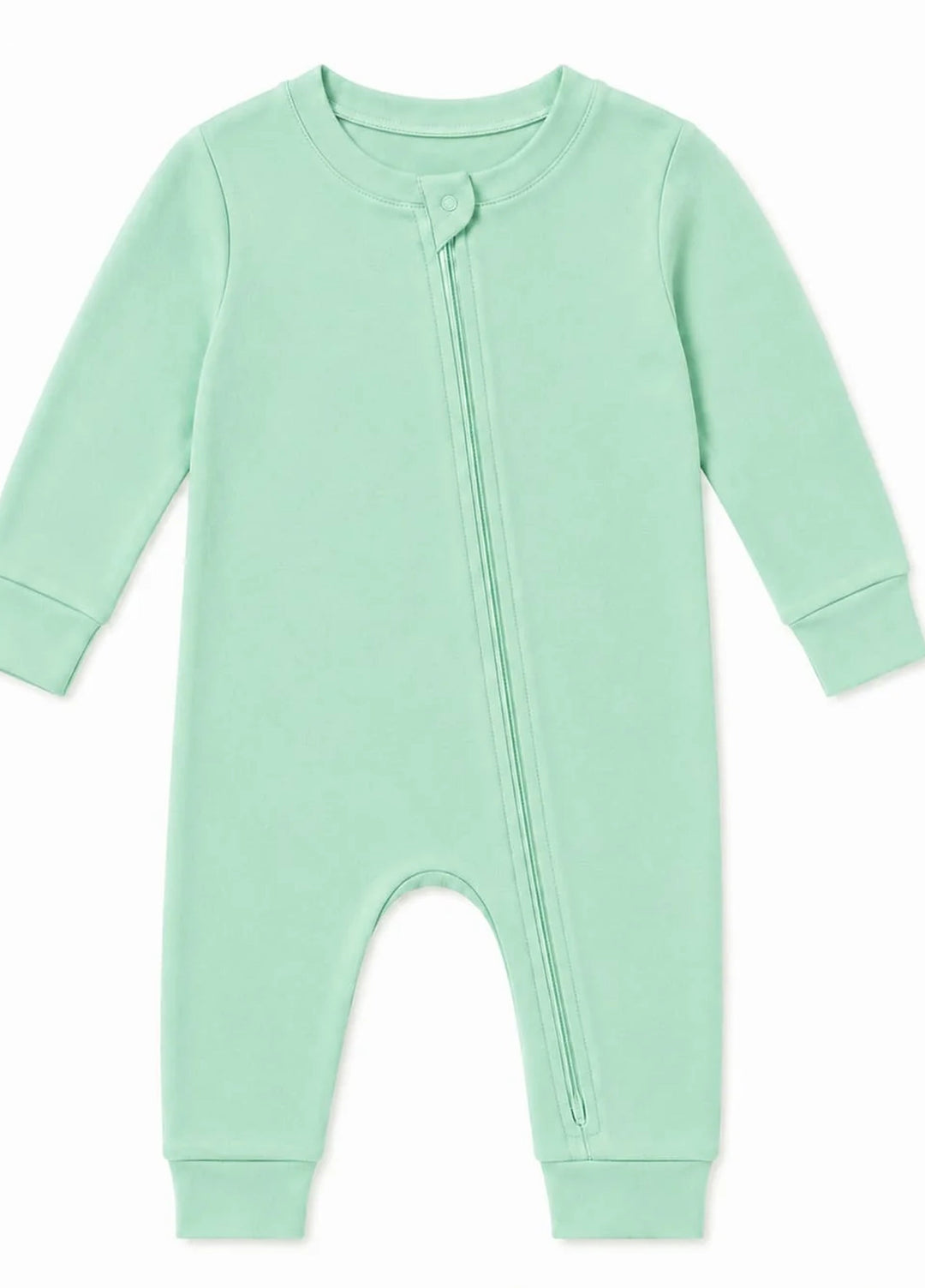 Lambkin Kids RTW Solids Cotton 1 Piece Mint Zipper Romper - Casual Collection