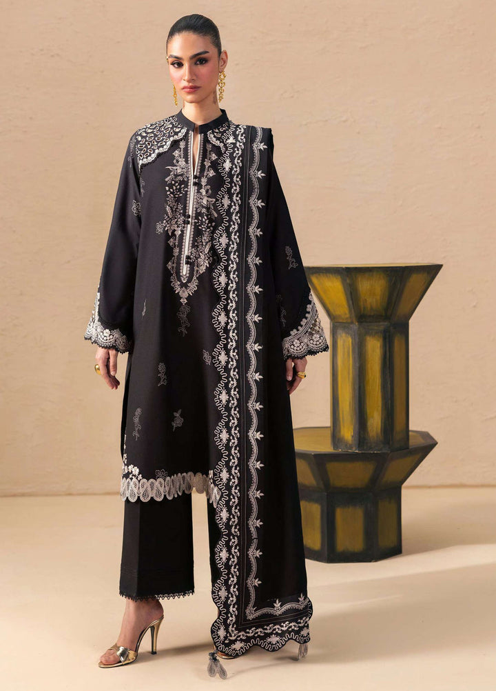 Q prints by Qalamkar Unstitched Embroidered Slub Linen 3 Piece Suit QLK26ULQ Laiza QPW-02A - Winter Collection