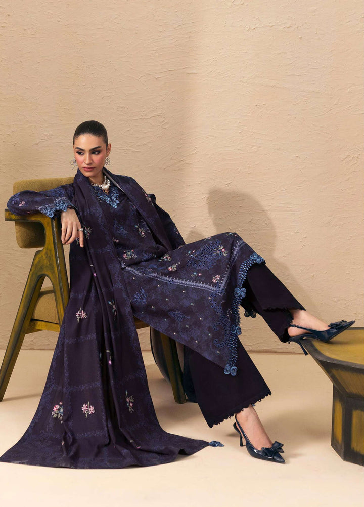 Q prints by Qalamkar Unstitched Embroidered Slub Linen 3 Piece Suit QLK26ULQ Noreen QPW-08A - Winter Collection