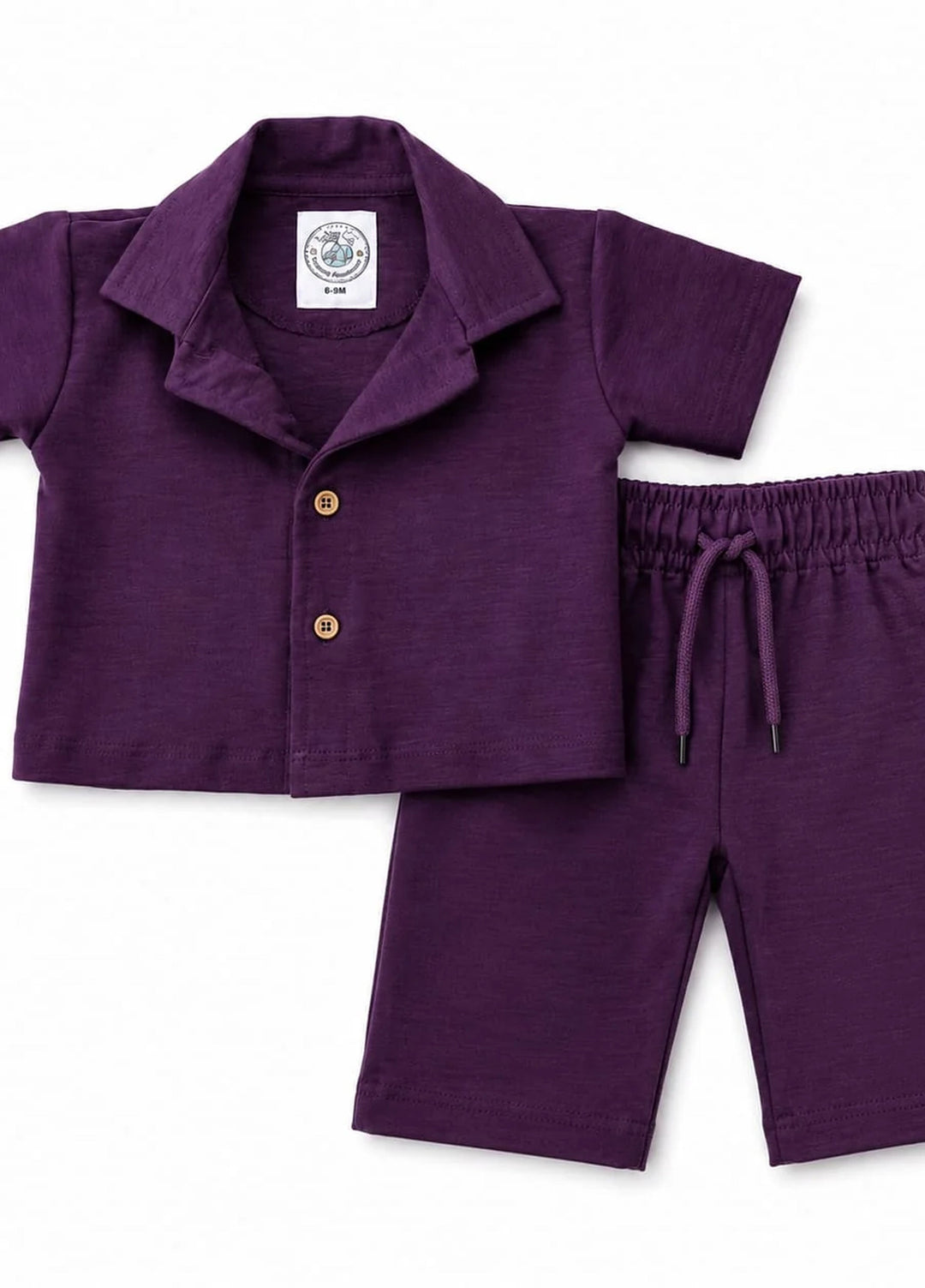 BabyCo Kids RTW Solids Cotton Co-Ord Sets Suit Royal Plum - Casual Collection