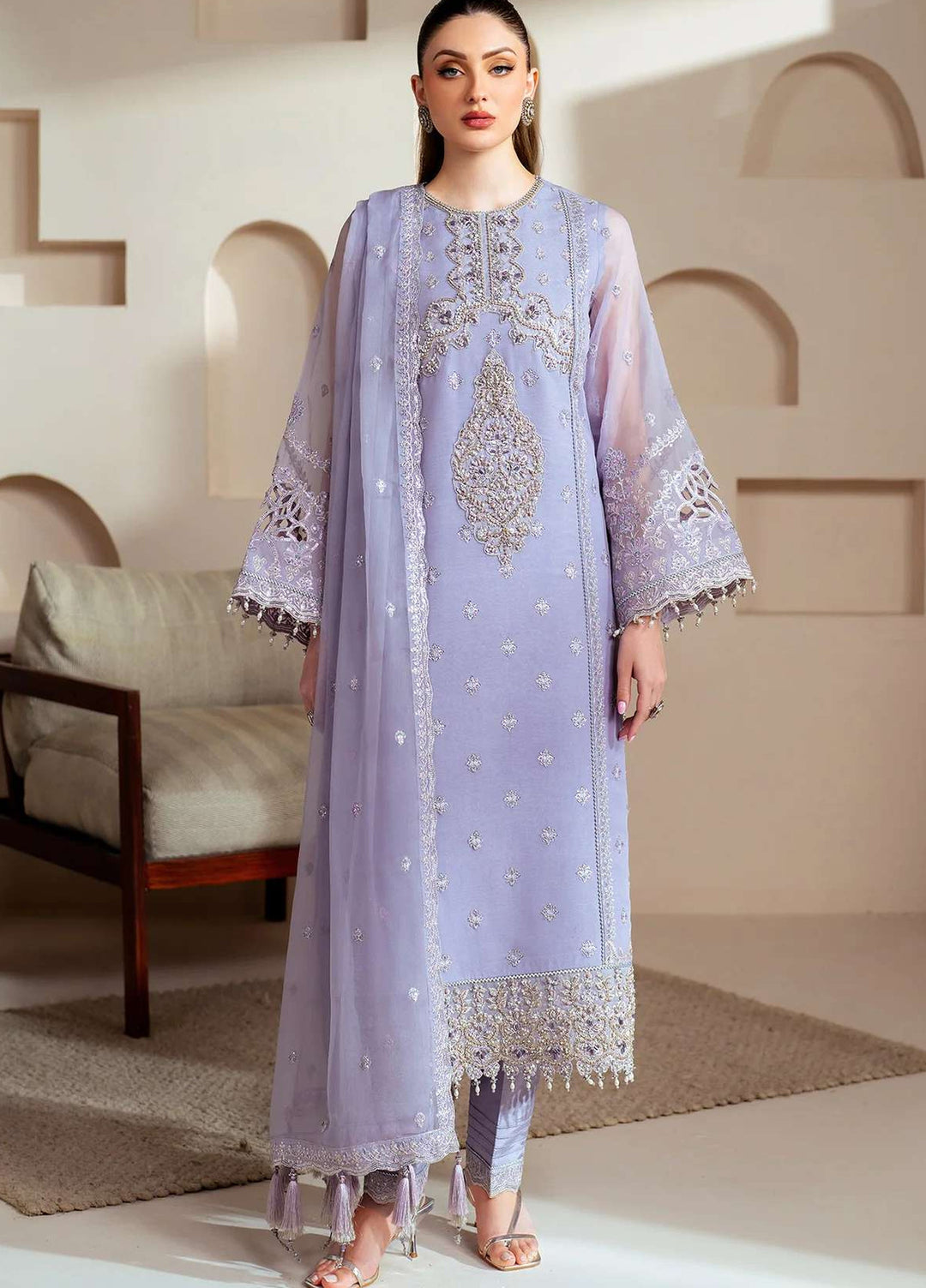 Alizeh Fashion Unstitched Embroidered Chiffon 3 Piece Suit AF26UCF AF-BHM-4041-Marine - Festive Collection