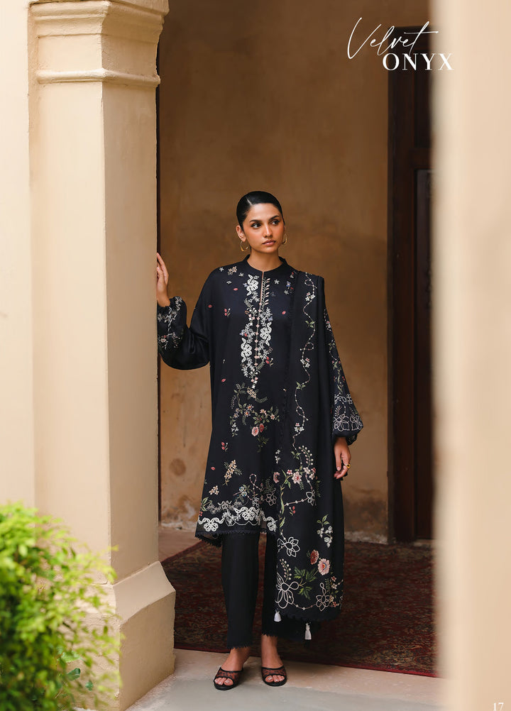 Cross Stitch Unstitched Embroidered Cotton Satin 3 Piece Suit CS26UCS Velvet Onyx - Casual Collection