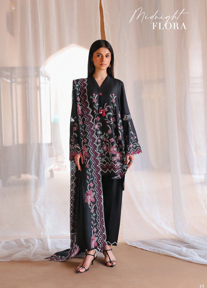 Cross Stitch Unstitched Embroidered Cotton Satin 3 Piece Suit CS26UCS Midnight Flora - Casual Collection