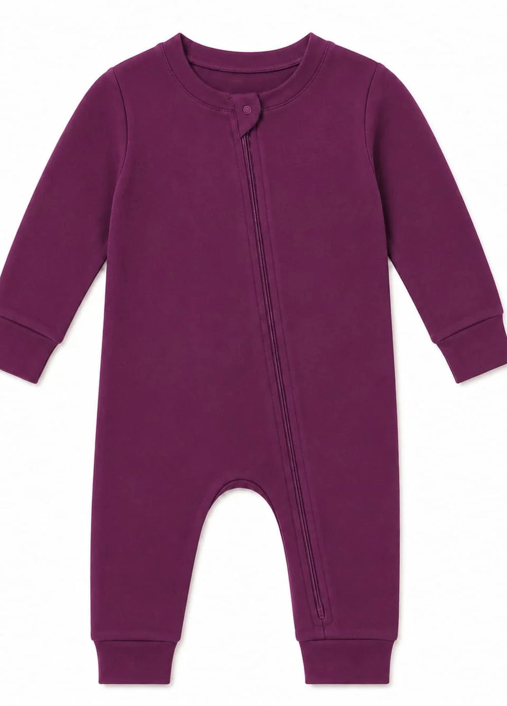Lambkin Kids RTW Solids Cotton 1 Piece Plum Zipper Romper - Casual Collection