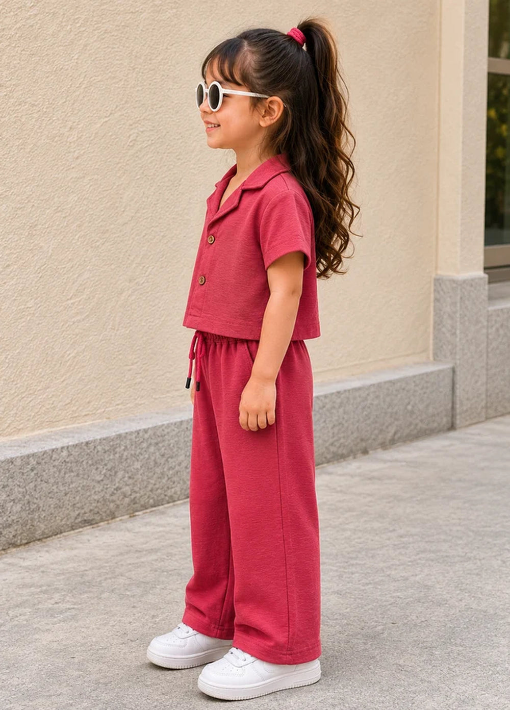 BabyCo Kids RTW Solids Cotton Co-Ord Sets Suit Amora Lounge Berry Rose - Casual Collection