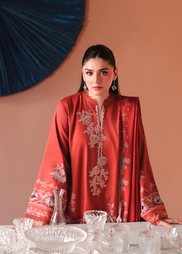 Cross Stitch Unstitched Embroidered Cotton Satin 3 Piece Suit CS26UCS Russet Ember - Casual Collection
